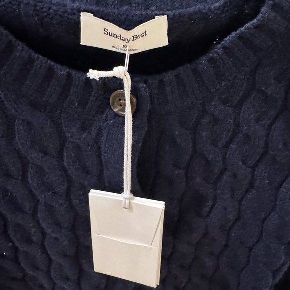 Aritzia Sunday Best Taylor Navy Cable Knit Cardigan - Picture 3 of 5